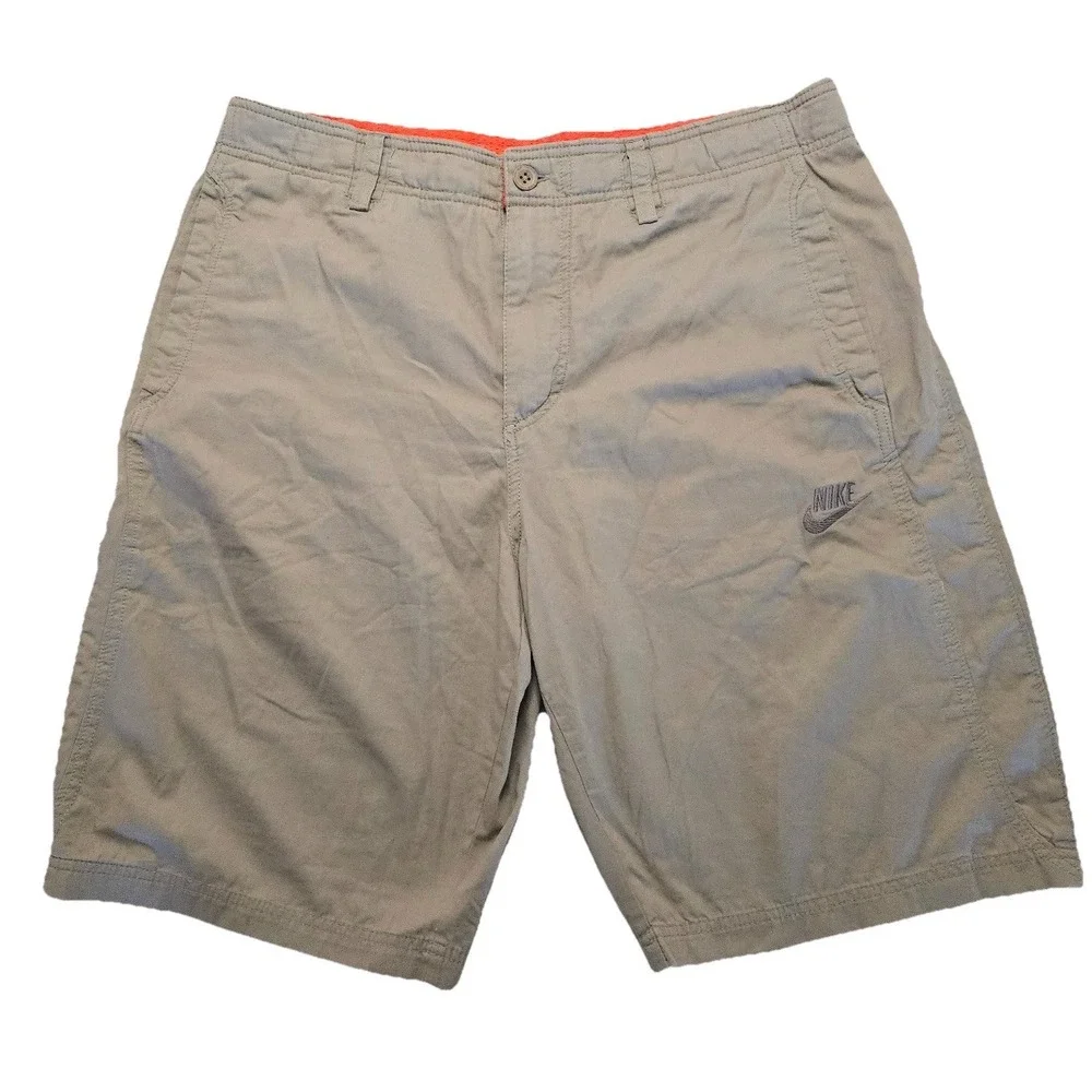 Nike‎ Sportswear Chino Shorts Men's L Tan Orange 11